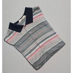 Harry Vardon Striped Knit Polo Shirt Mens Large Cotton Short Sleeve Vintage